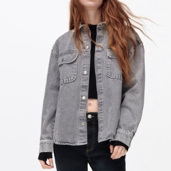 Zara Grey oversized denim jean jacket
shacket shirt overshirt cargo jacket - Picture 5 of 7